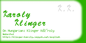 karoly klinger business card